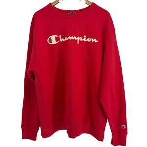 Champion Authentic Athleticwear Red Crewneck Sweatshirt‎ Men's XL Spellout Logo
